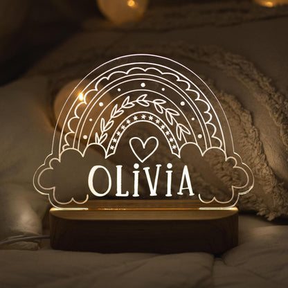 Custom Name Baby Night Light Cute Rainbow Night Light Baby Room Decor Handmade Bedroom Lamp Easter Gift For Kids First Birthday Gift