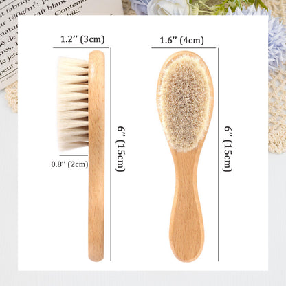 Personalized Birth Flower Baby Hairbrush: Beech Wood, Wool Bristles