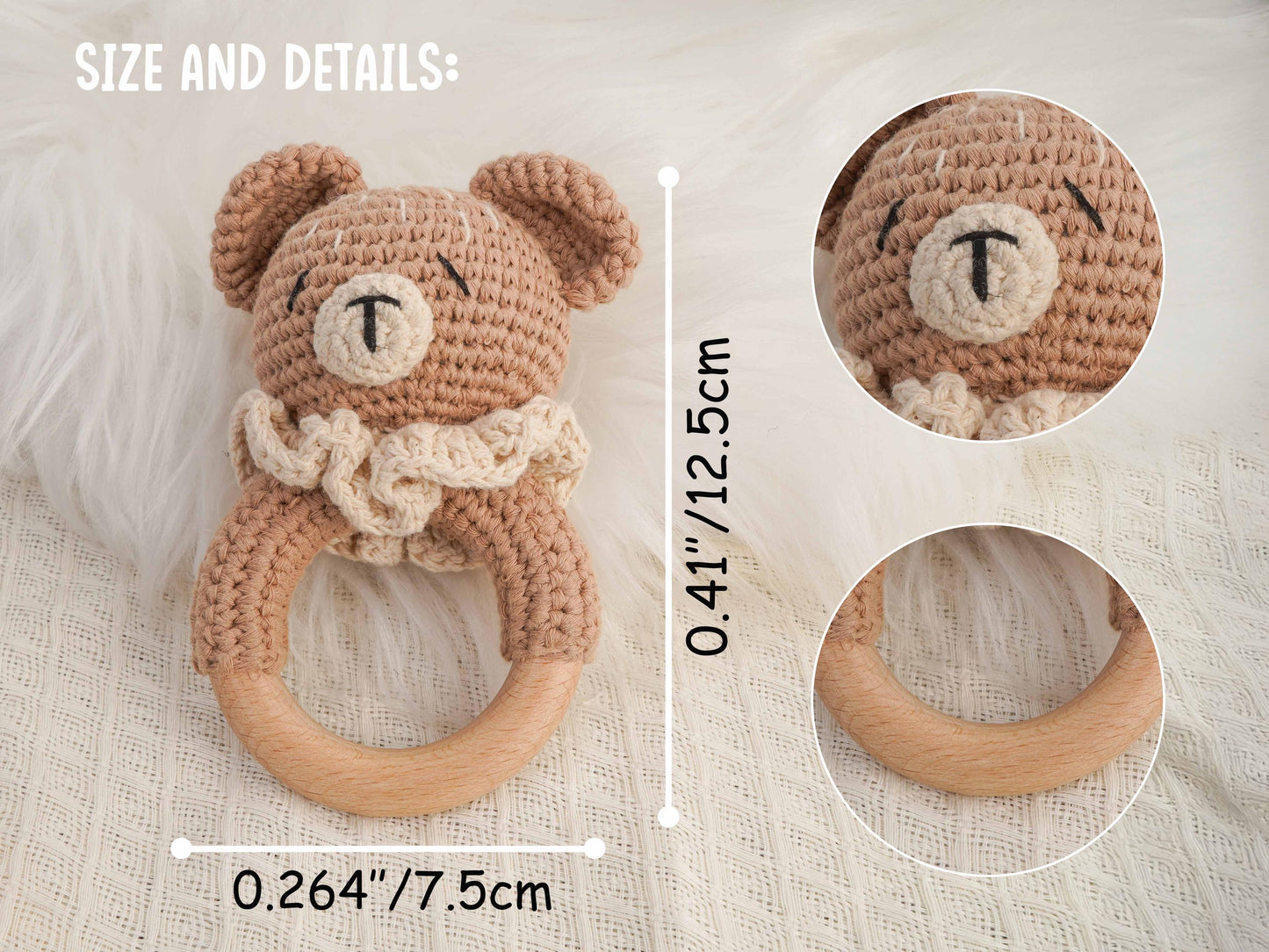 Personalized Animal Crochet Rattle, Custom Engraved Wooden baby Rattle With Name, Handmade Crochet baby Rattle, Baby Shower & Newborn Gift