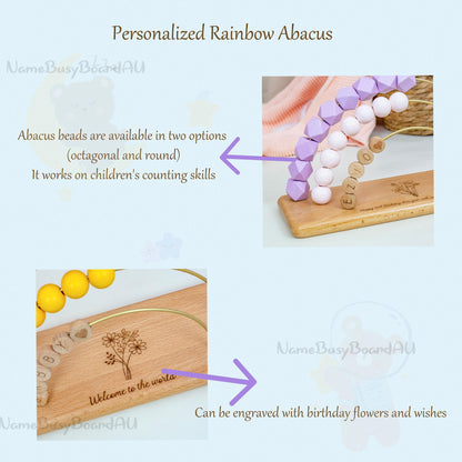 Personalized rainbow abacus,Custom Baby Gifts, toddler educational toy, toddler birthday gift