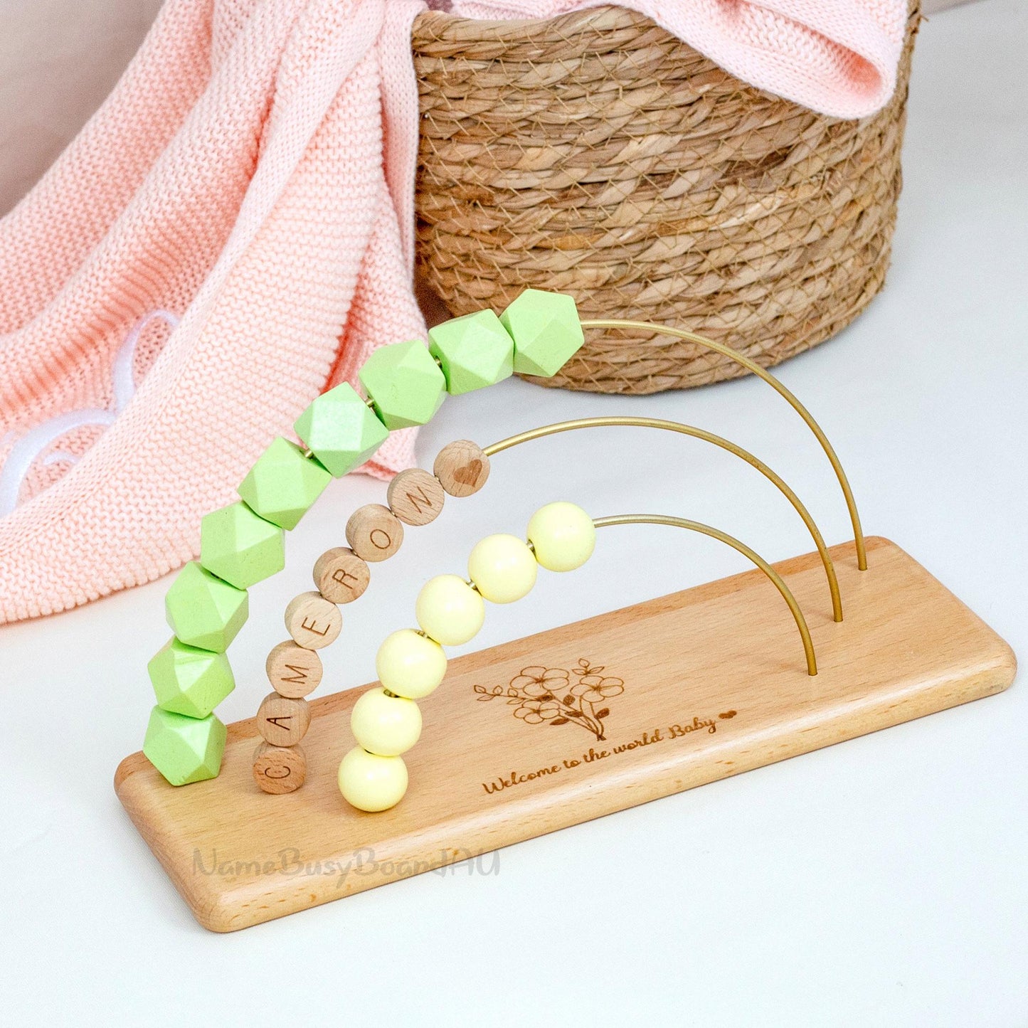 Personalized rainbow abacus,Custom Baby Gifts, toddler educational toy, toddler birthday gift