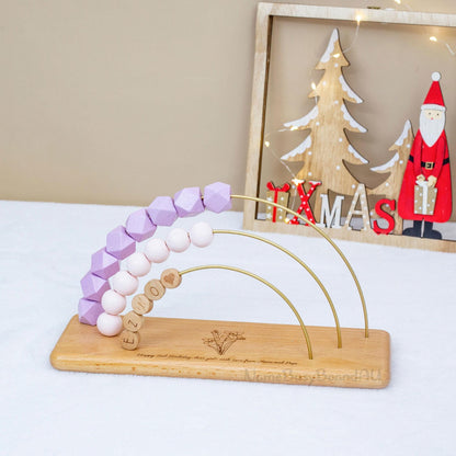 Personalized toddler name abacu, wooden rainbow abacu, custom name abacu, children birthday gift, toddler educational toy, Montessori toy