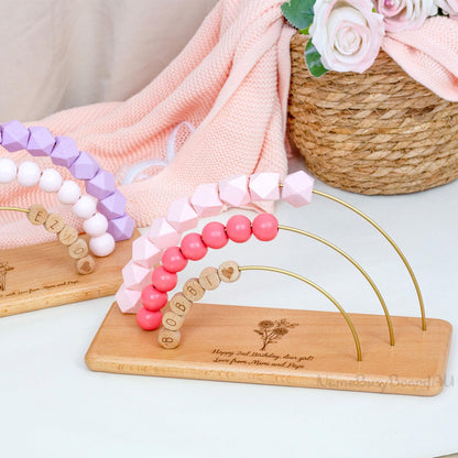 Personalized toddler name abacu, wooden rainbow abacu, custom name abacu, children birthday gift, toddler educational toy, Montessori toy