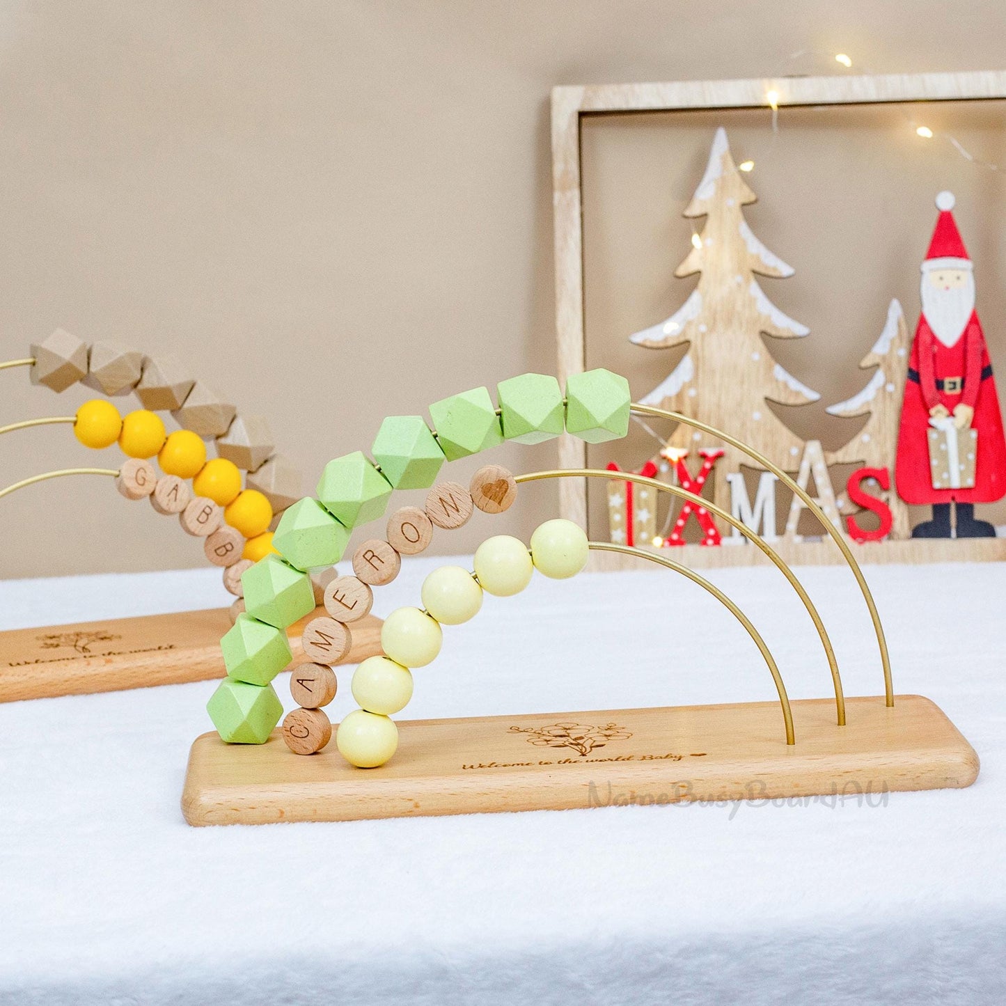 Personalized toddler name abacu, wooden rainbow abacu, custom name abacu, children birthday gift, toddler educational toy, Montessori toy