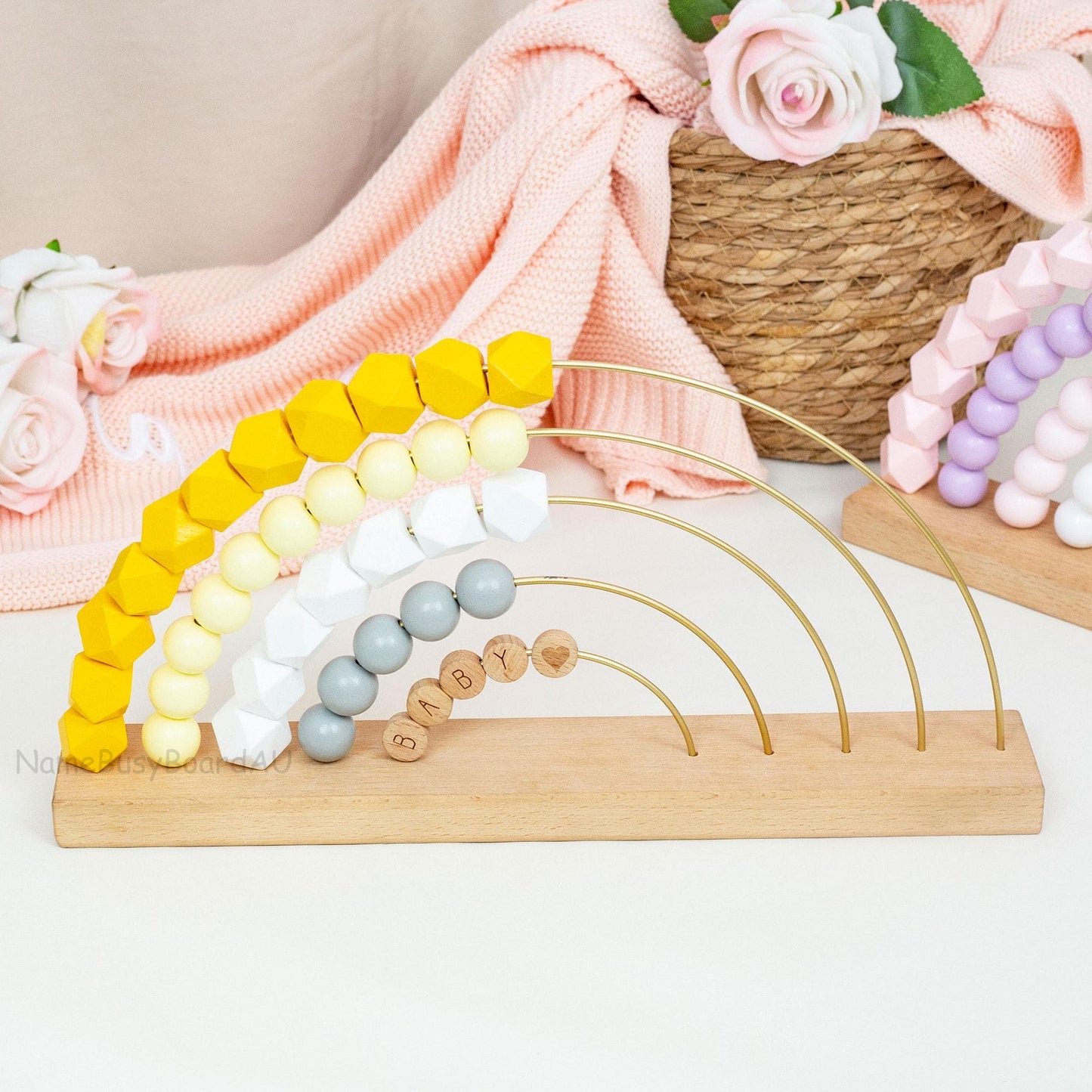 Personalized Baby Abacus, Custom Rainbow Abacus, Wooden Rainbow Name Abacus, Toddler Name Abacus Toys, Kids Handmade Toys, Kids Birthday
