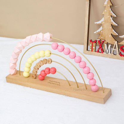 Personalized Baby Abacus, Custom Rainbow Abacus, Wooden Rainbow Name Abacus, Toddler Name Abacus Toys, Kids Handmade Toys, Kids Birthday