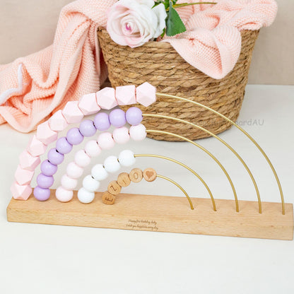 Personalized Baby Abacus, Custom Rainbow Abacus, Wooden Rainbow Name Abacus, Toddler Name Abacus Toys, Kids Handmade Toys, Kids Birthday