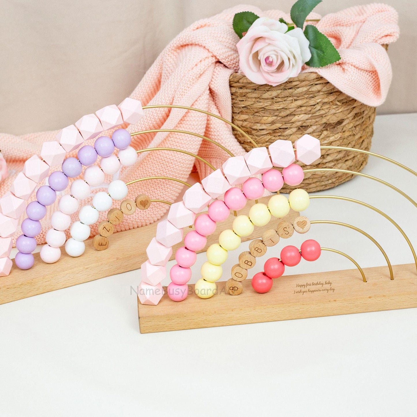Personalized name abacus, custom name rainbow abacus, wooden name rainbow abacus, children's abacus toys, custom toddler gifts