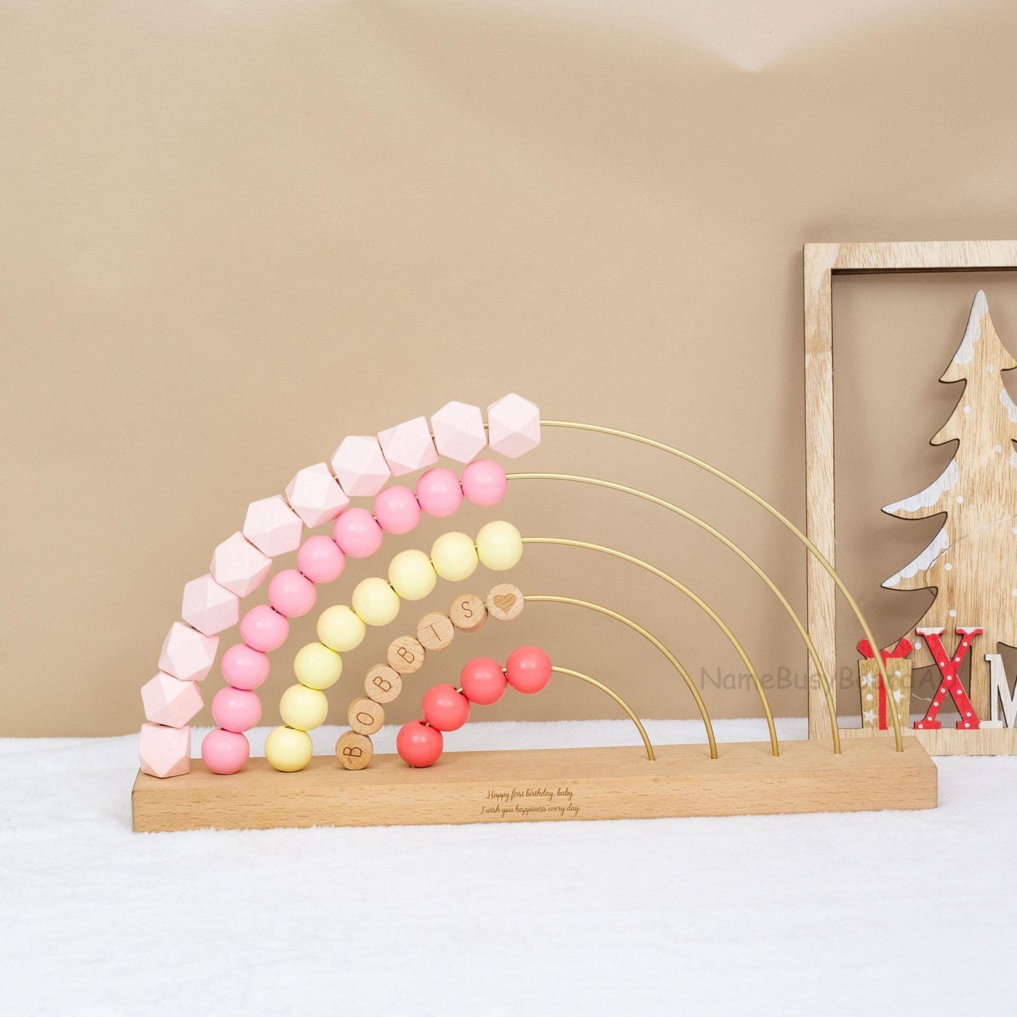 Personalized Wooden Rainbow Abacus, Customized Wooden Name Abacus, Wooden Rainbow Abacus, Counting Toys for Kids, Toddler Educational Gifts