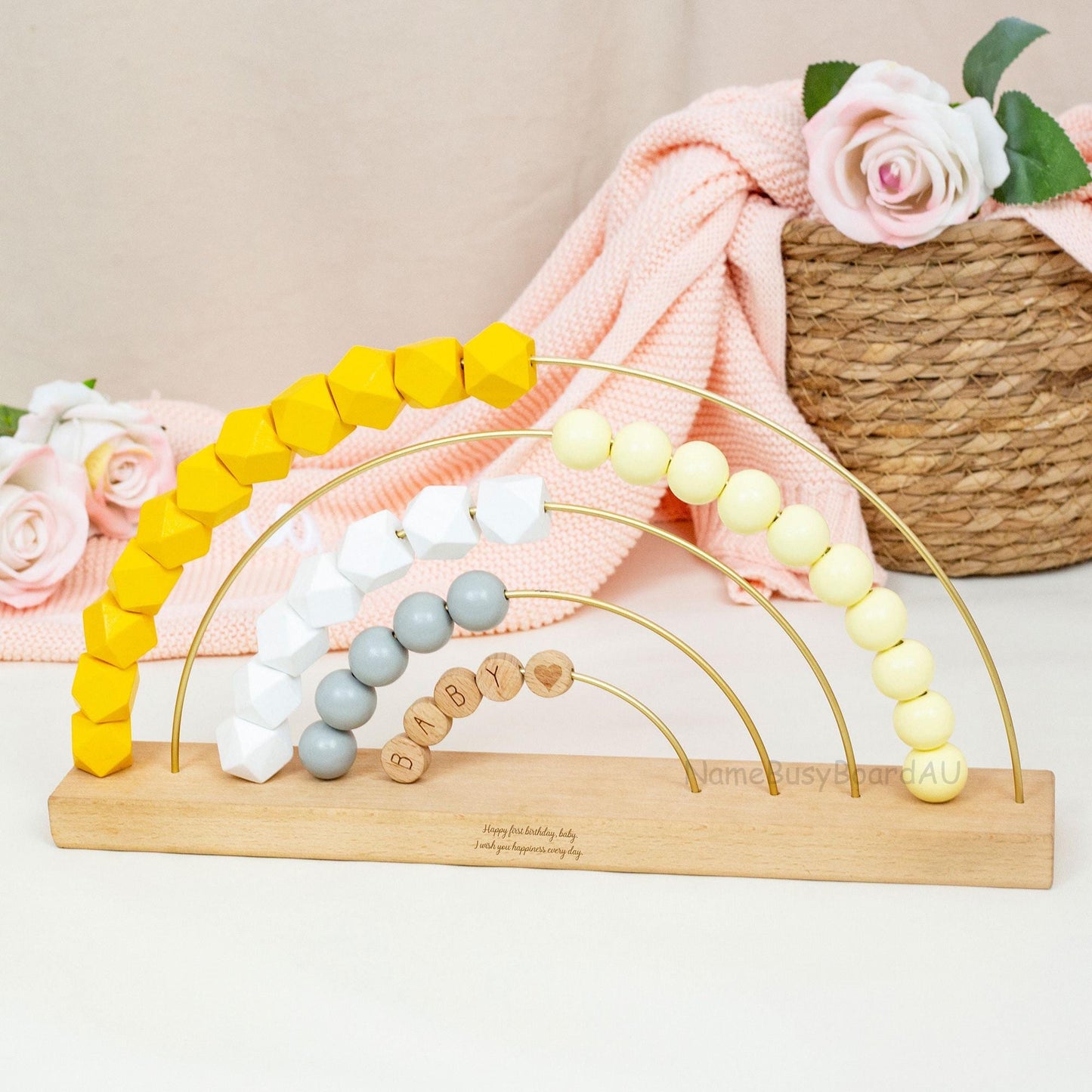 Personalized Wooden Rainbow Abacus, Customized Wooden Name Abacus, Wooden Rainbow Abacus, Counting Toys for Kids, Toddler Educational Gifts