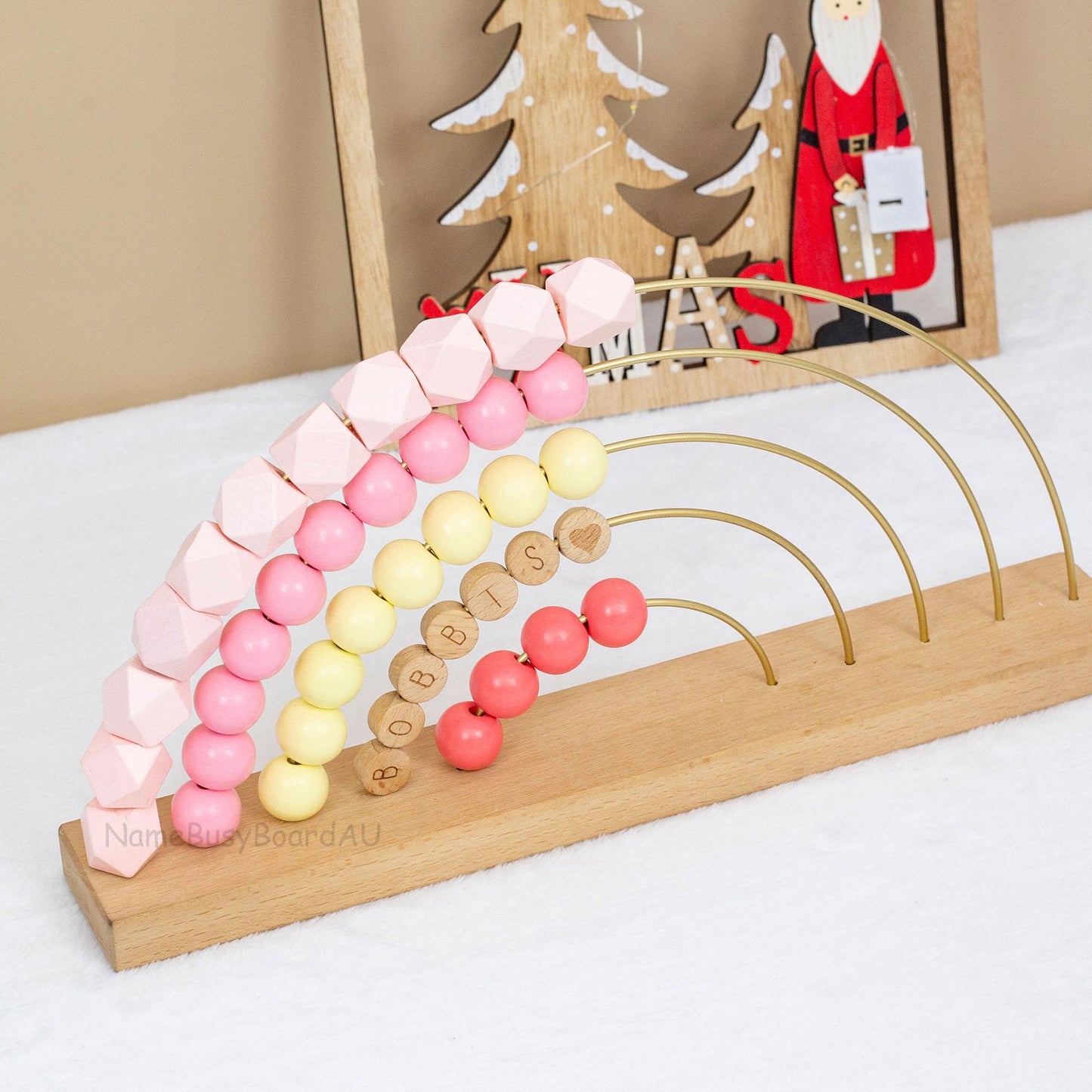 Personalized Wooden Rainbow Abacus, Customized Wooden Name Abacus, Wooden Rainbow Abacus, Counting Toys for Kids, Toddler Educational Gifts