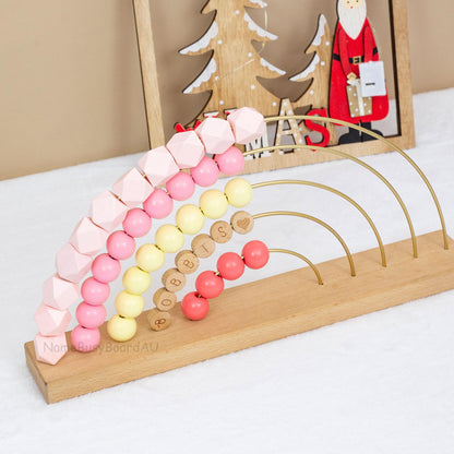 Personalized Wooden Rainbow Abacus, Customized Wooden Name Abacus, Wooden Rainbow Abacus, Counting Toys for Kids, Toddler Educational Gifts
