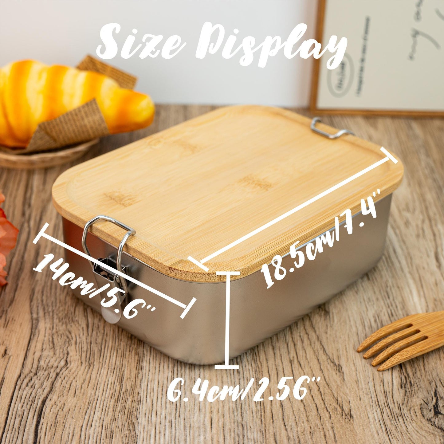 Personalized Stainless Steel Lunch Box with Name, Lunch Box for Boy and Girl, Wooden Lid Snack Box, Back to School Gift, Child Birthday Gift
