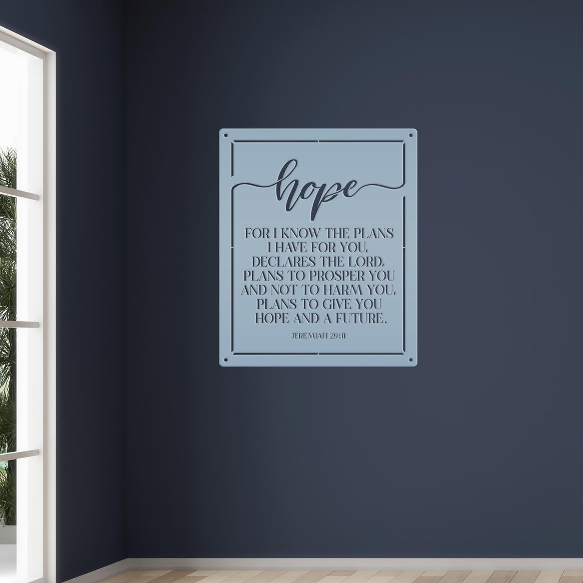 Christian Wall Decor - Inspirational Hope Bible Verse Metal Sign - Jeremiah 29:11 Wall Art