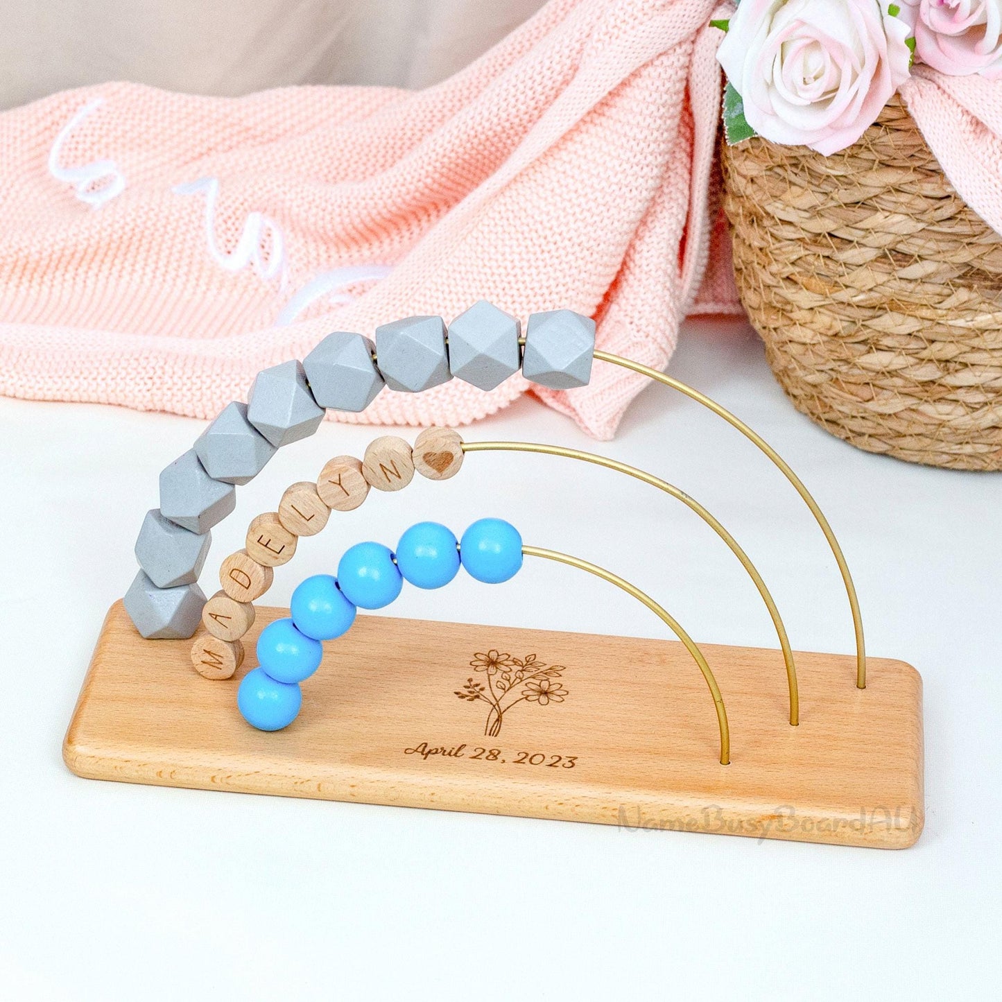 Personalized rainbow abacus,Custom Baby Gifts, toddler educational toy, toddler birthday gift