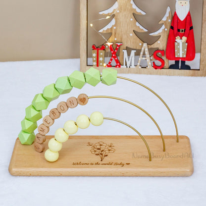 Personalized toddler name abacu, wooden rainbow abacu, custom name abacu, children birthday gift, toddler educational toy, Montessori toy