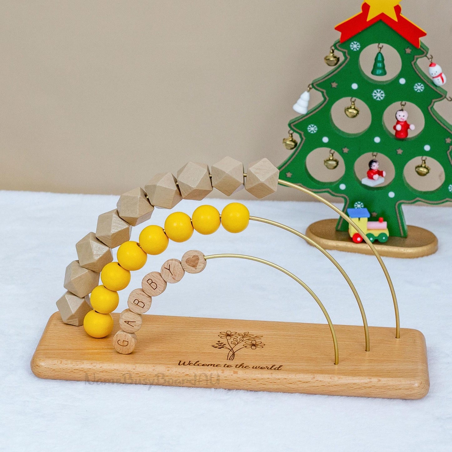 Personalized toddler name abacu, wooden rainbow abacu, custom name abacu, children birthday gift, toddler educational toy, Montessori toy