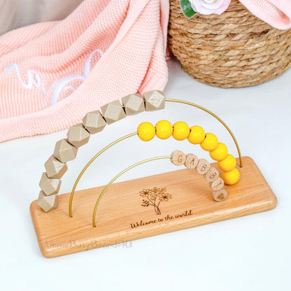 Personalized toddler name abacu, wooden rainbow abacu, custom name abacu, children birthday gift, toddler educational toy, Montessori toy
