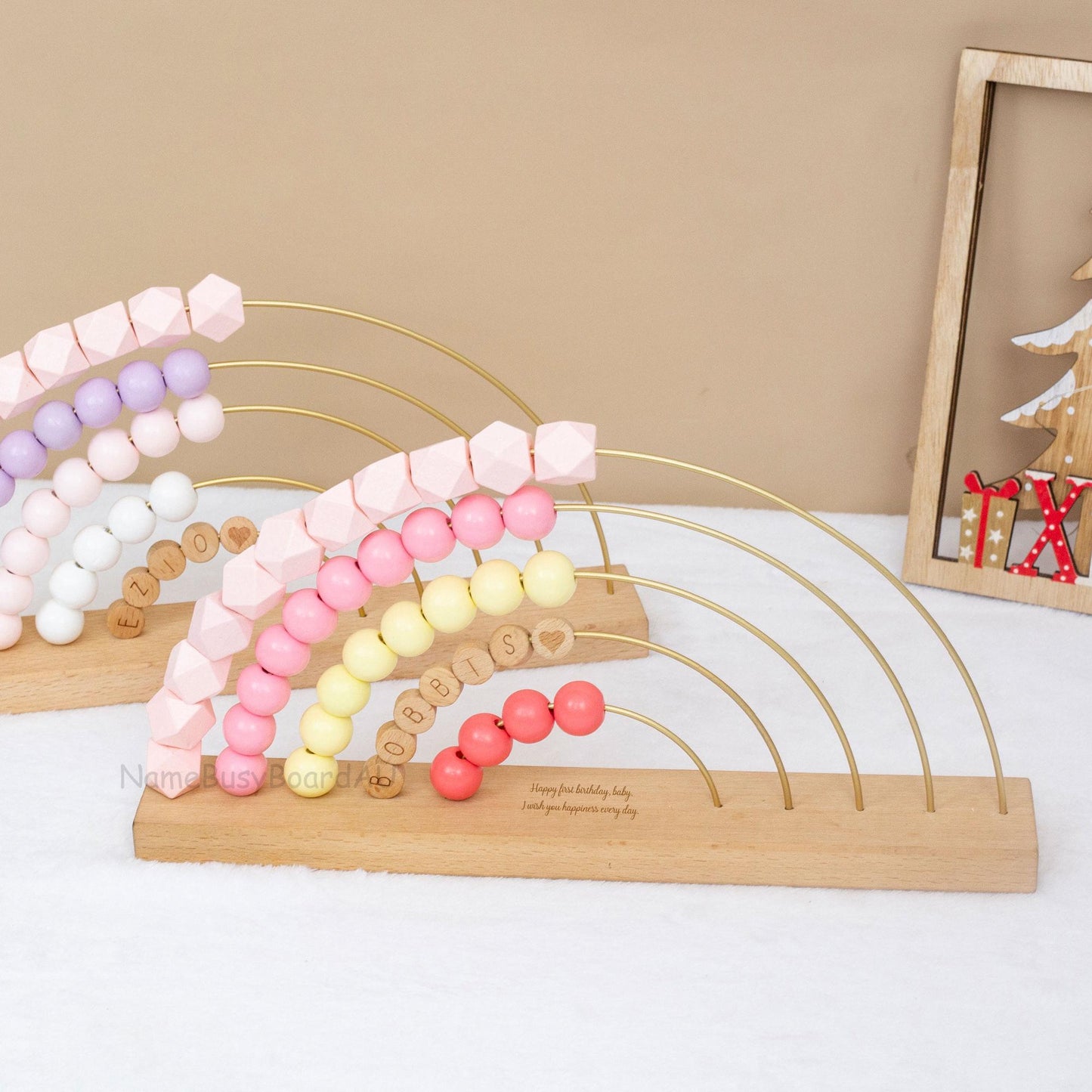 Personalized Baby Abacus, Custom Rainbow Abacus, Wooden Rainbow Name Abacus, Toddler Name Abacus Toys, Kids Handmade Toys, Kids Birthday