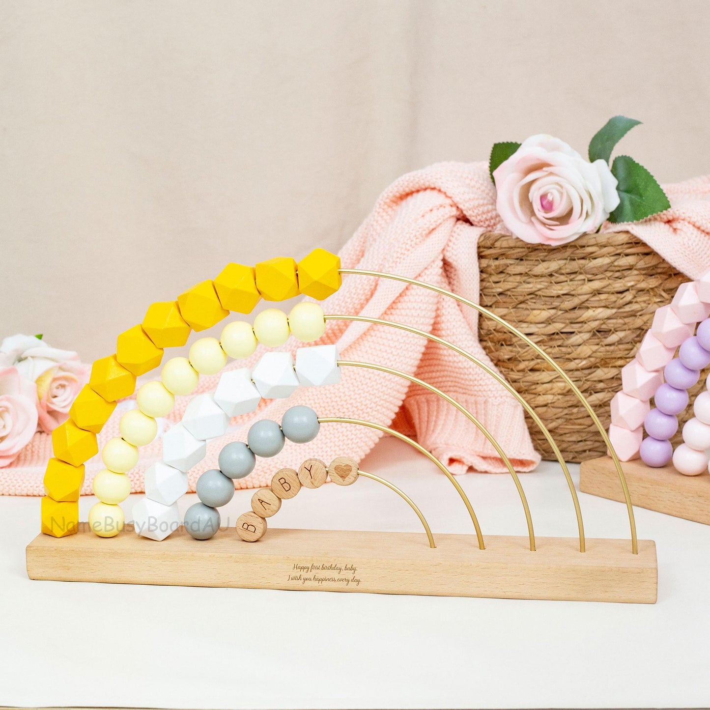 Personalized Baby Abacus, Custom Rainbow Abacus, Wooden Rainbow Name Abacus, Toddler Name Abacus Toys, Kids Handmade Toys, Kids Birthday