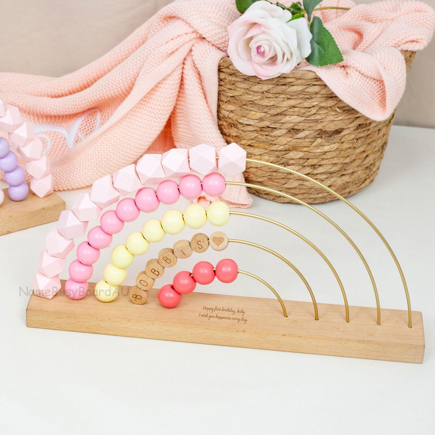 Personalized name abacus, custom name rainbow abacus, wooden name rainbow abacus, children's abacus toys, custom toddler gifts