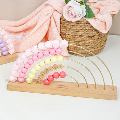 Personalized name abacus, custom name rainbow abacus, wooden name rainbow abacus, children's abacus toys, custom toddler gifts