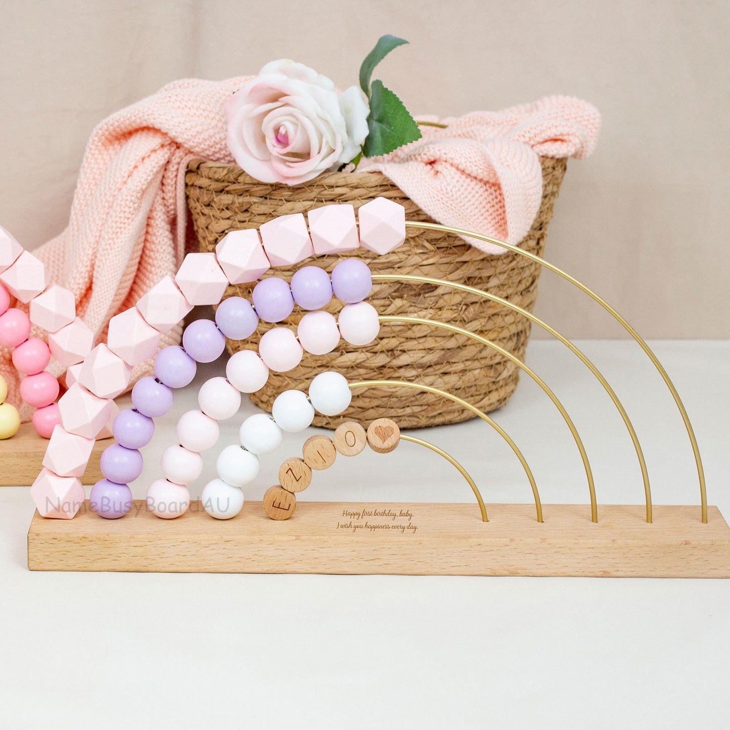 Personalized Wooden Rainbow Abacus, Customized Wooden Name Abacus, Wooden Rainbow Abacus, Counting Toys for Kids, Toddler Educational Gifts