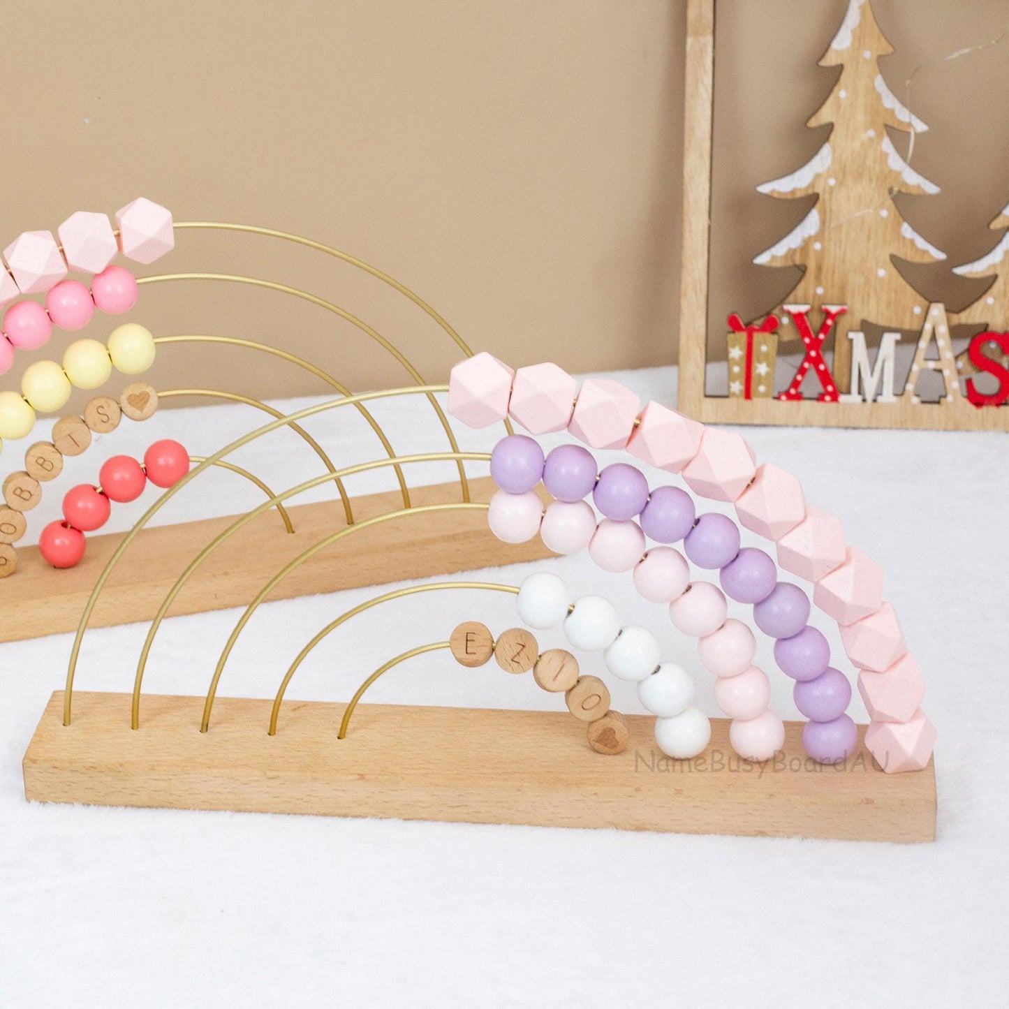 Personalized Wooden Rainbow Abacus, Customized Wooden Name Abacus, Wooden Rainbow Abacus, Counting Toys for Kids, Toddler Educational Gifts