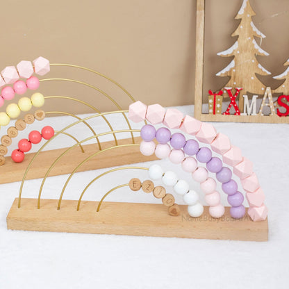 Personalized Wooden Rainbow Abacus, Customized Wooden Name Abacus, Wooden Rainbow Abacus, Counting Toys for Kids, Toddler Educational Gifts