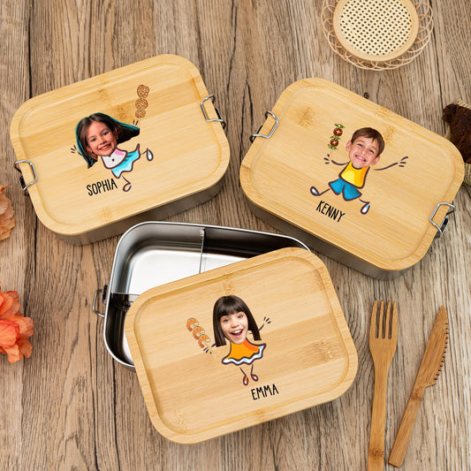Custom Kids Photo Lunch Box, Baby Name Lunch Box, Wooden Lunch Box For Kids, Back To School Gift, Stainless Steel Lunch Box, Birthday Gift