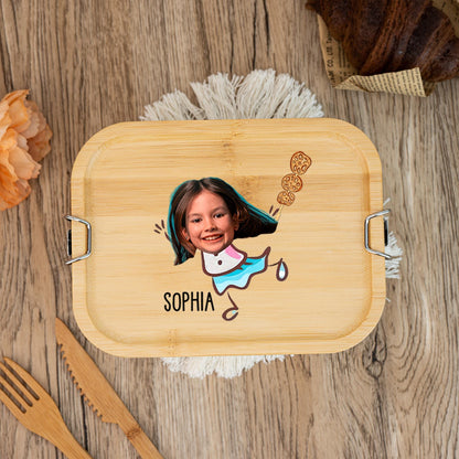 Custom Kids Photo Lunch Box, Baby Name Lunch Box, Wooden Lunch Box For Kids, Back To School Gift, Stainless Steel Lunch Box, Birthday Gift