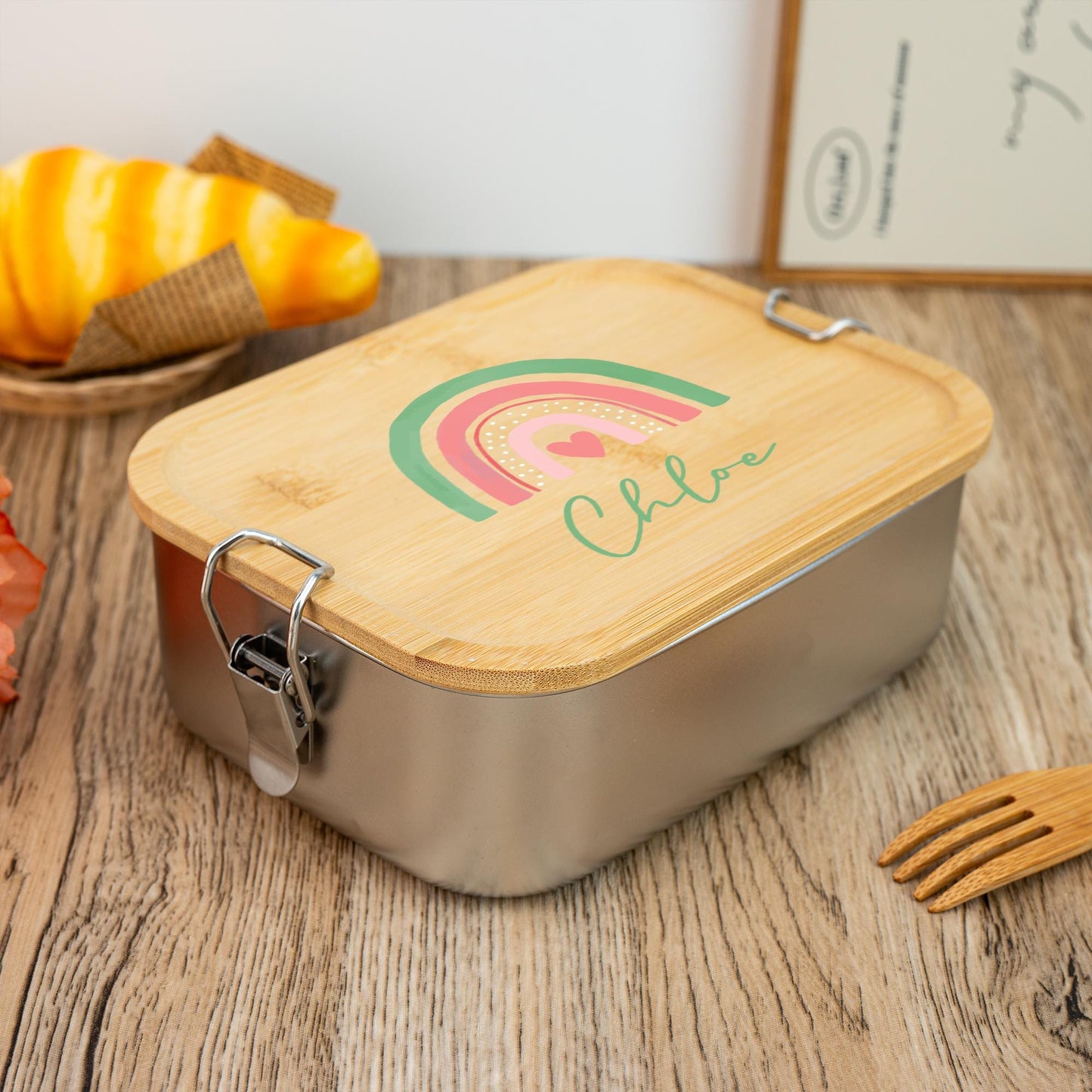 Personalized Rainbow Lunch Box for Children, Back To School Gift, Stainless Steel Lunch Box, Kids Snack Box with Name,Boy Girl Birthday Gift