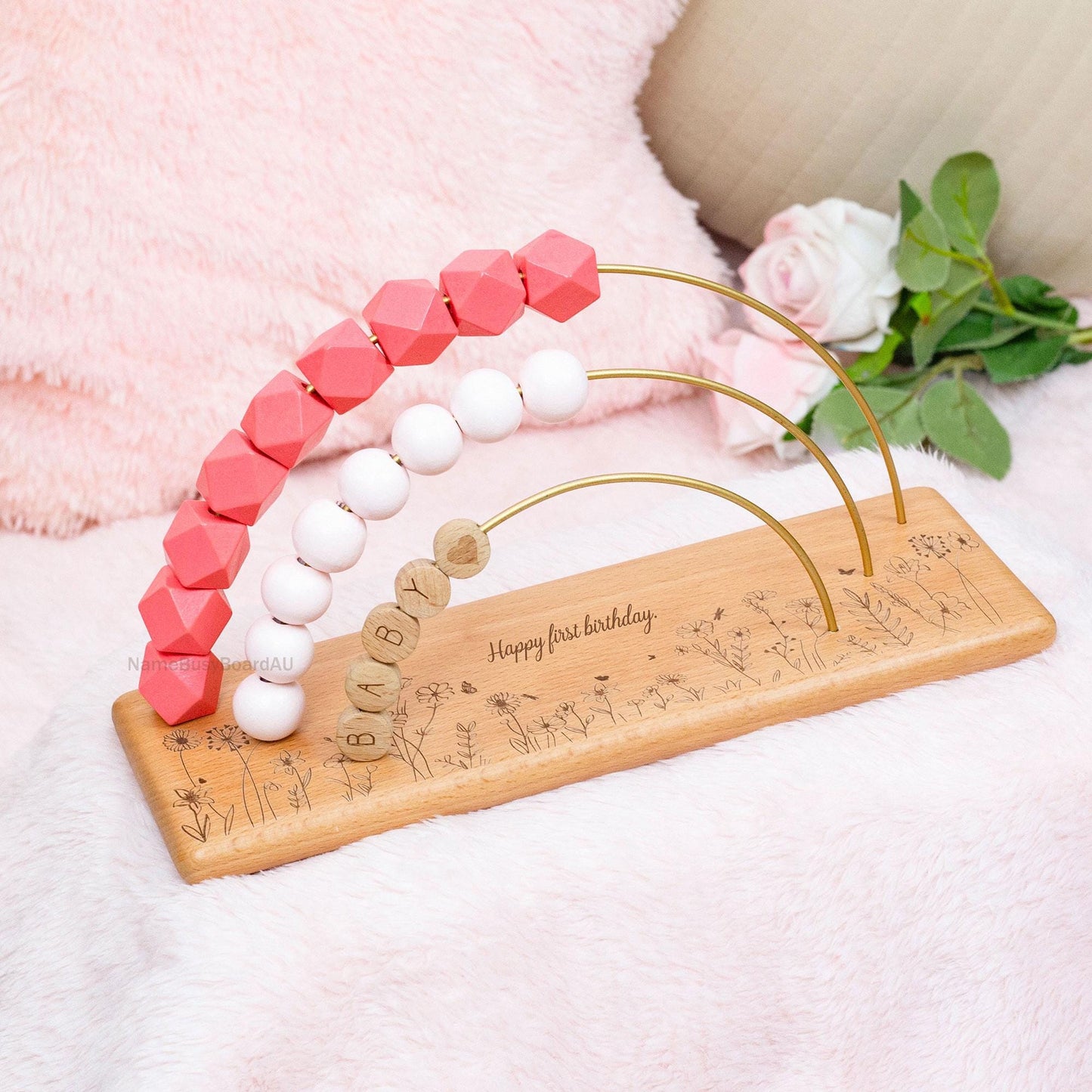 Personalized Baby Name Abacus, Custom Name Abacus, Wooden Nursery Decor, Toddler Educational Toys, Custom First Birthday Gifts