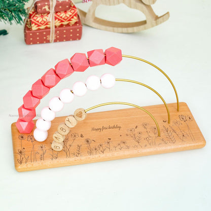Wooden Baby Name Abacus, Toddler Counting Toys, Montessori Toys for Kids, Christmas Gifts for Kids,Personalized Gifts