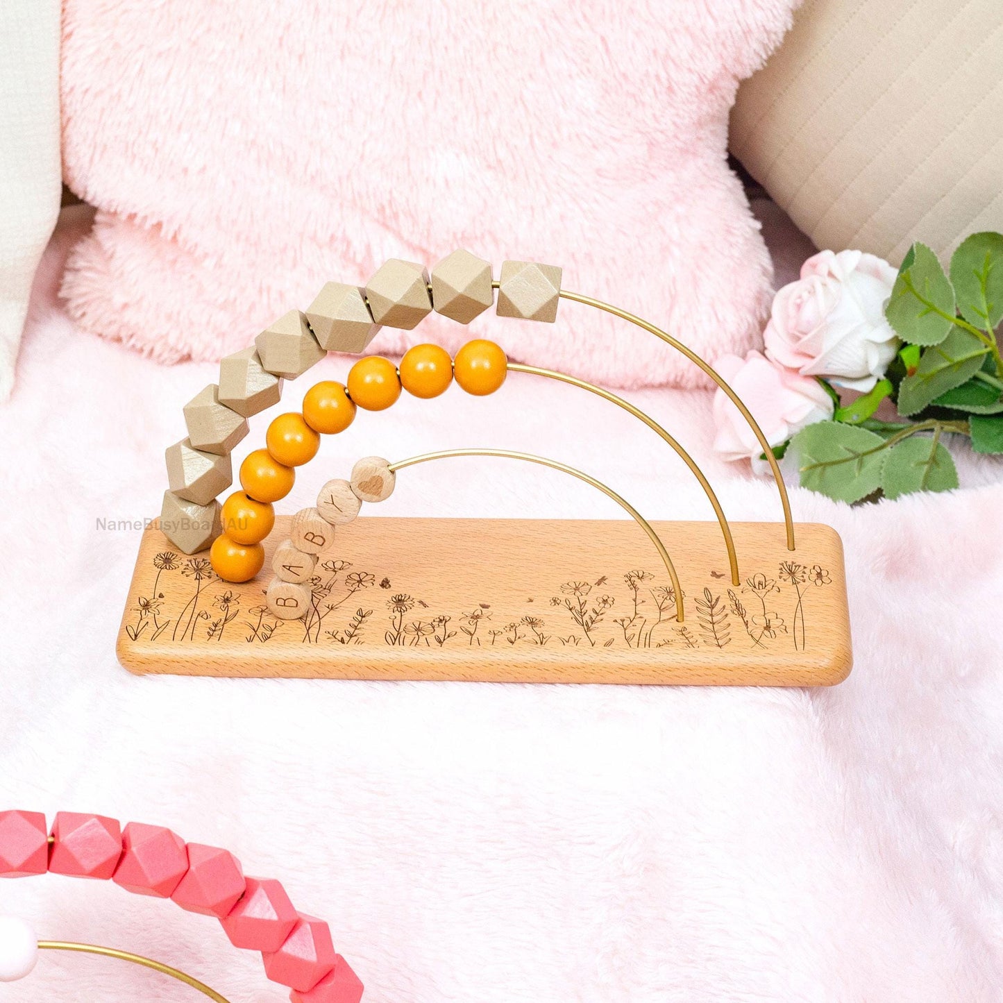 Wooden name abacus, personalized name abacus, nursery decorations, sensory toys for children, children's birthday gifts