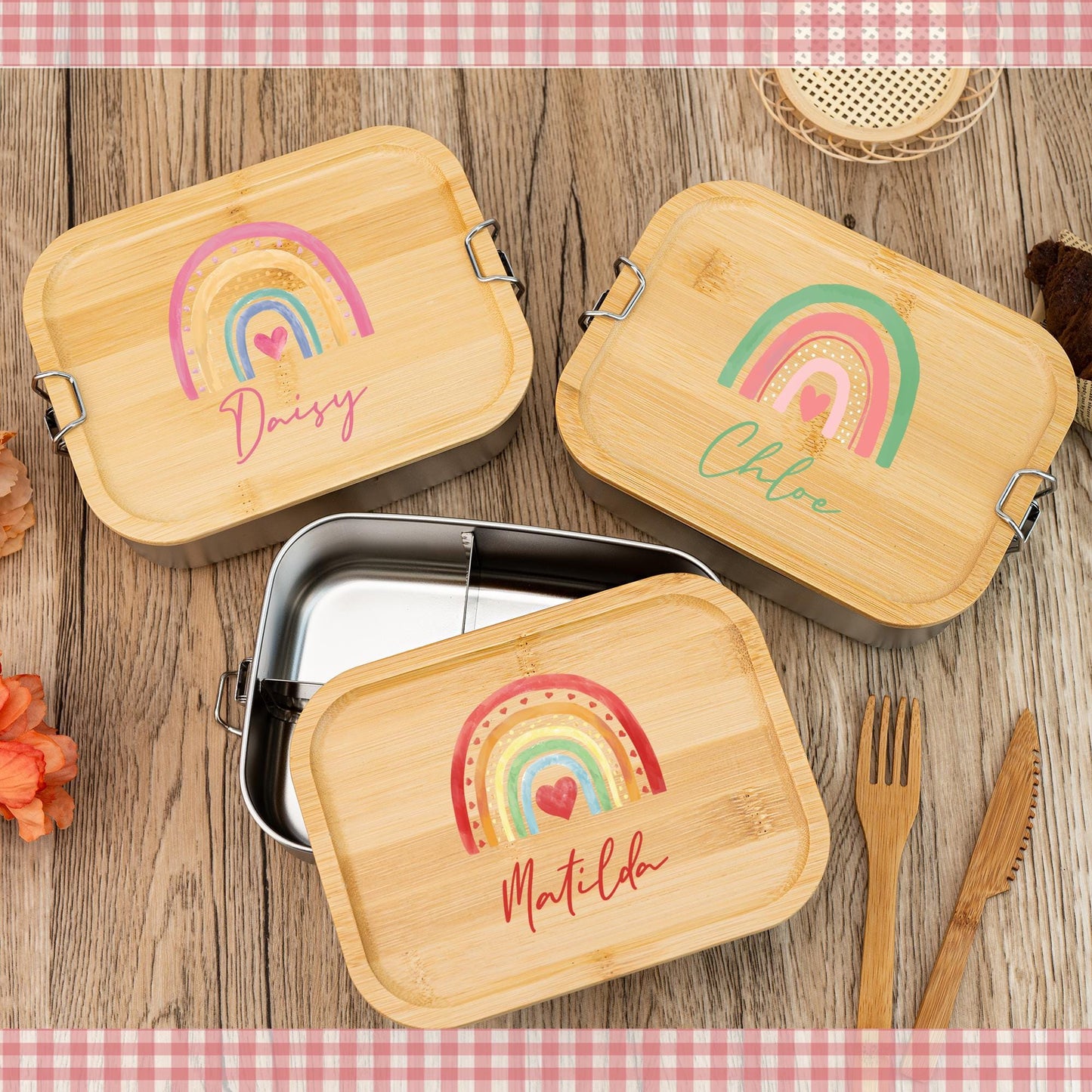 Personalized Stainless Steel Lunch Box, Custom Name Snack Container, 1?3 Compartments, Back to School & Kids Birthday Gift