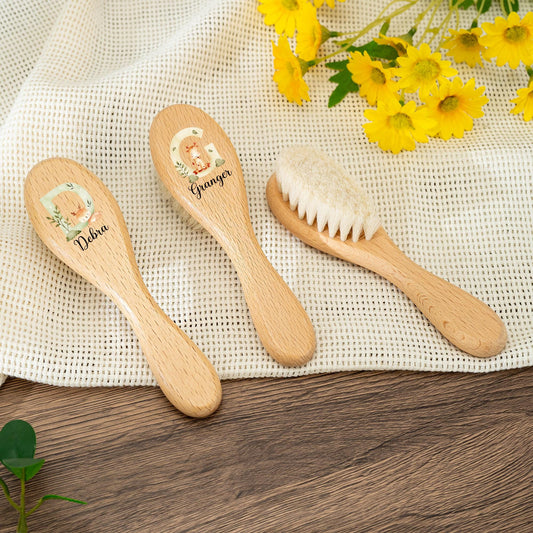 Custom Birth Flower Baby Hairbrush,Baby Name Brush,Baby Shower Gift,Baby Keepsake Gift,Christening Baby Girls Boys Gift,New Parents Gift | JI50 | NK15