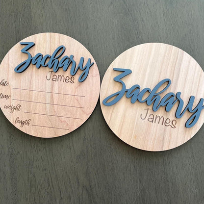 Personalized Round Wooden Baby Plaque 3D Custom Wood Baby Name Announcement Sign Birth Announcement,Baby Name Custom Sign Unique New Mom