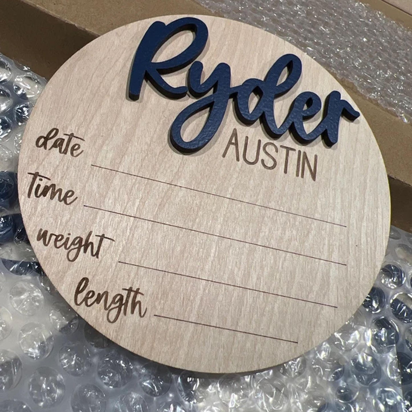 Personalized Round Wooden Baby Plaque 3D Custom Wood Baby Name Announcement Sign Birth Announcement,Baby Name Custom Sign Unique New Mom