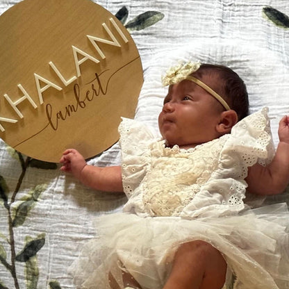 Personalized 3D baby name disc, Wooden Baby disc, baby announcement disc, wooden birth announcements, newborn photo disc