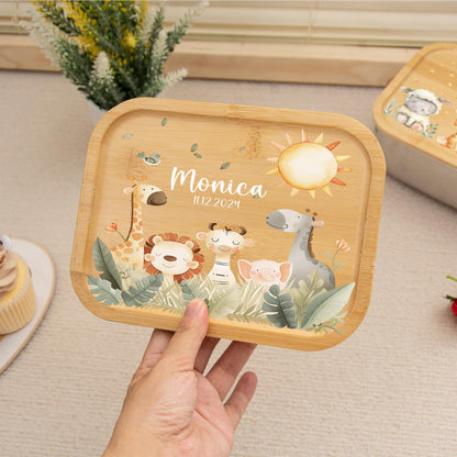 Personalized Stainless Steel Lunch Box for Children, School Picnic Snack Box, 1-3 Compartments Food Container, Kindergarten, Birthday Gifts