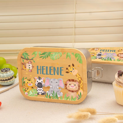 Personalized Stainless Steel Lunch Box for Children, School Picnic Snack Box, 1-3 Compartments Food Container, Kindergarten, Birthday Gifts
