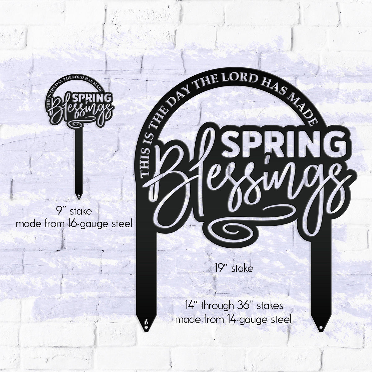 Metal Christian Spring Blessings Metal Yard Stake - Spring Decor - This is the day the Lord has made
