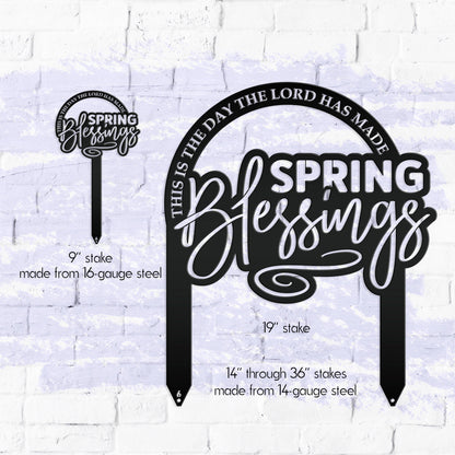 Metal Christian Spring Blessings Metal Yard Stake - Spring Decor - This is the day the Lord has made
