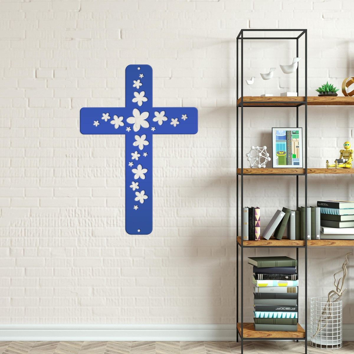 Flower Metal Cross Sign