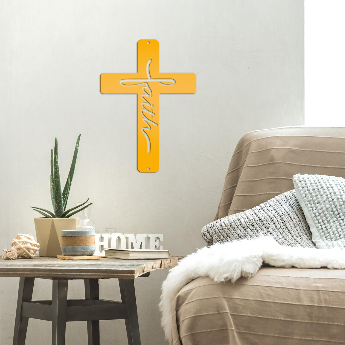 Faith Cross Metal Sign