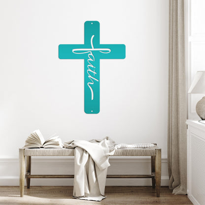 Faith Cross Metal Sign
