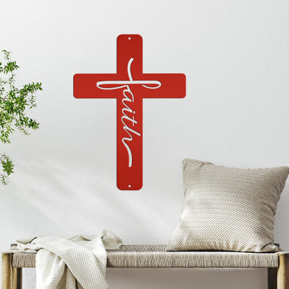 Faith Cross Metal Sign