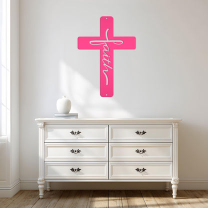 Faith Cross Metal Sign