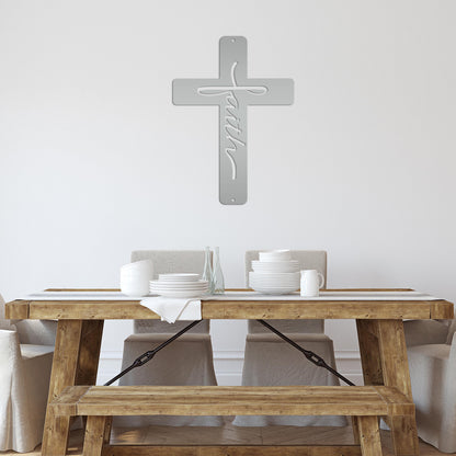 Faith Cross Metal Sign